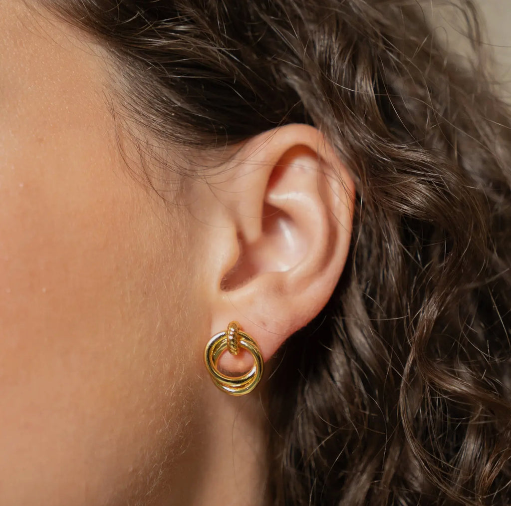 18k Knotted Earrings Waterproof image 1