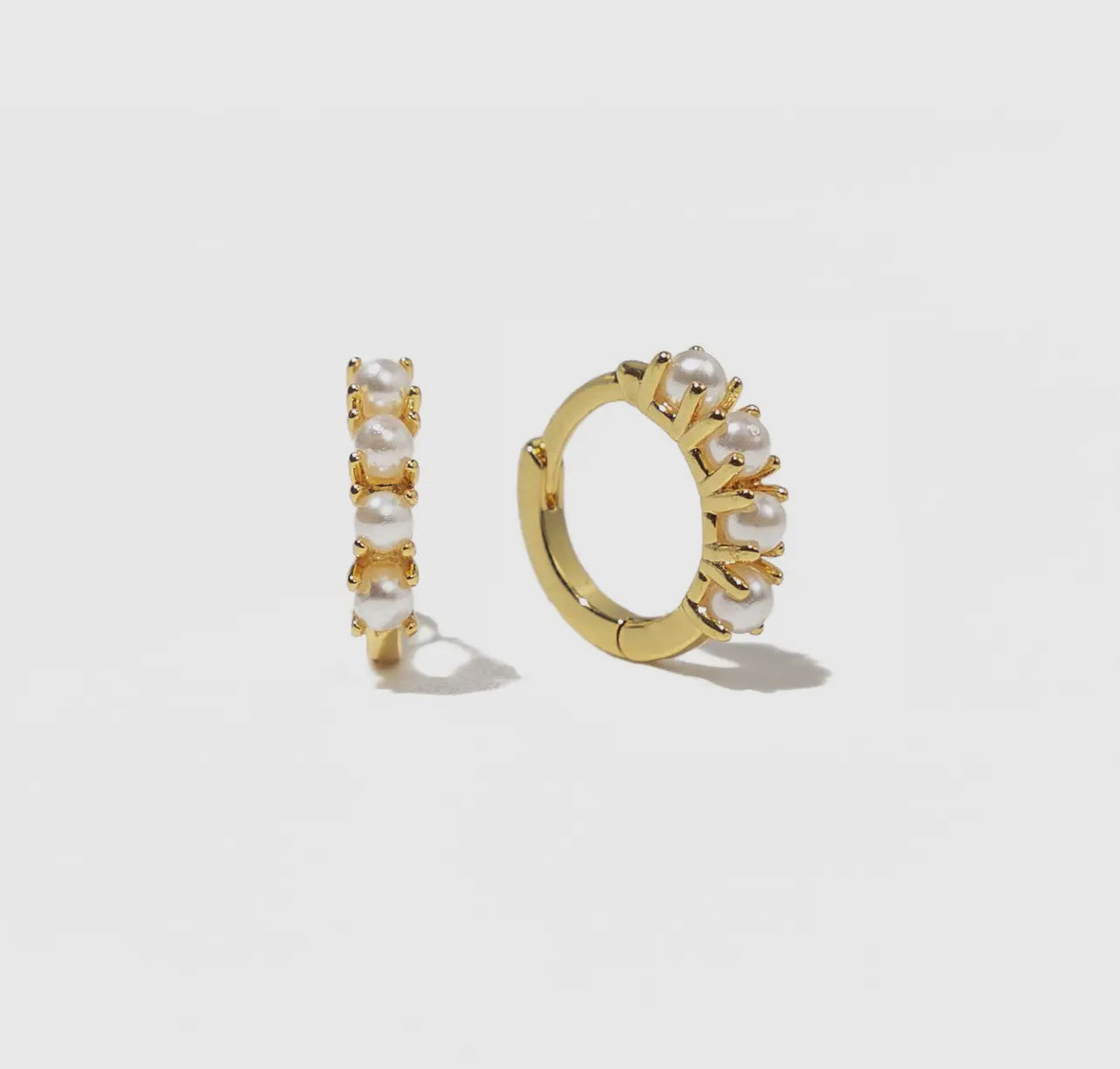 18k Pearl Hoops Waterproof image 0