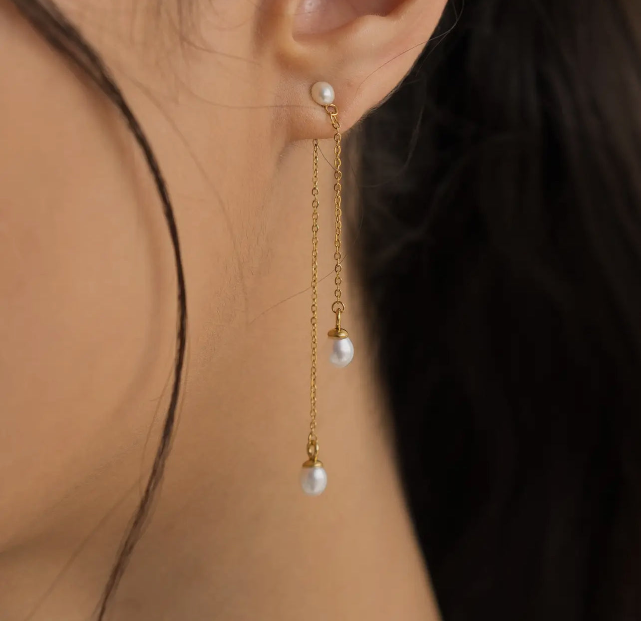 18k Pearl Dangles Waterproof image 1